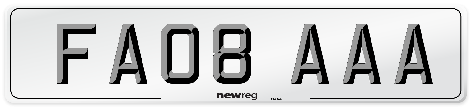 FA08 AAA Number Plate from New Reg
